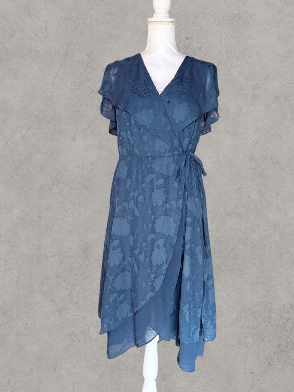 Torrid Dress Womens 1 Blue Wrap Midi Lace Overlay Sleeveless NWT